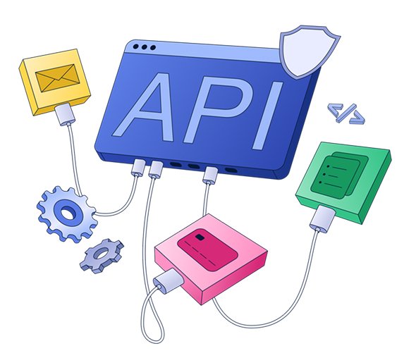 API dashboard with shield and connected services, Secure API integration